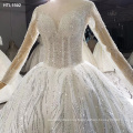 Jancember HTL1592 Wholesale Luxury Long Sleeve Ball Gown Wedding Dress Bridal Gown